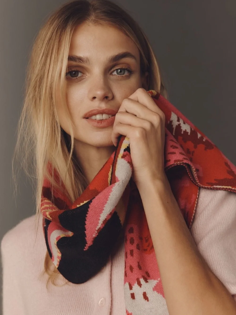 Farm Rio x Anthropologie Printed Scarf | Pink Floral | NWT
